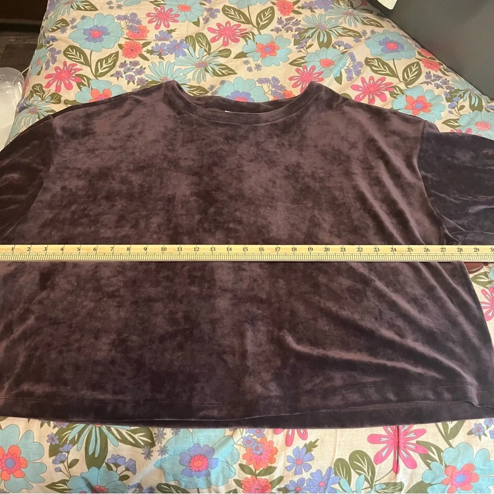 J Jill pure Jill Velvety velour Top Rich Purple soft dropped shoulder size XL - Picture 6 of 7